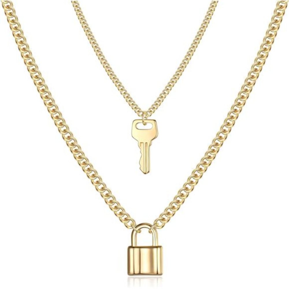 Dainty Layered Choker Necklace, Handmade 14K Gold Plated Y Pendant Necklace